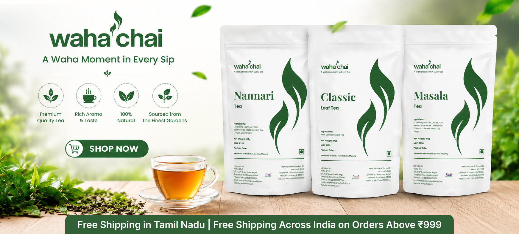 Waha Chai Tea Powder Buy Online – Premium Darjeeling Leaf Tea, Masala Tea & Nannari Tea | A Waha Moment in Every Sip Waha Chai Tea Powder Buy Online – Premium Darjeeling Leaf Tea, Masala Tea & Nannari Tea | A Waha Moment in Every Sip